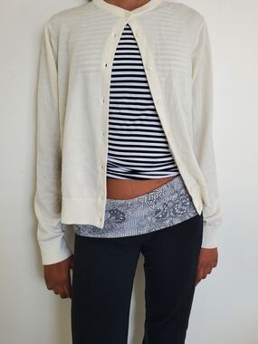 Cream Button-Up Lightweight Cardigan